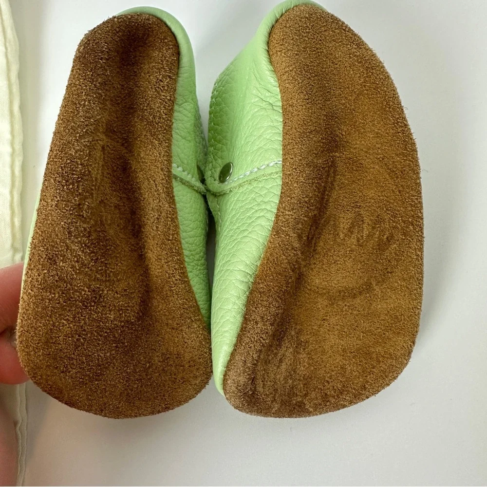 PISTACHIO Green Mon Petit Shoes T-Straps Baby‎ Toddler Size 3 Soft Soles MPs